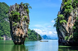a longtail boat near James Bond Island in Phang Nga Bay northeast of Phuket. AFP/Mladen Antonov