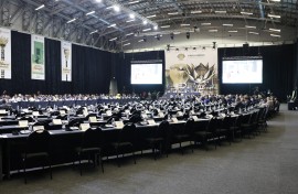 A general view of the room before the first sitting of the New South African Parliament in Cape Town on June 14, 2024. 