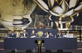 Thoko Didiza (C) presides after being elected Speaker of the National Assembly during the first sitting of the New South African Parliament in Cape Town on June 14, 2024.