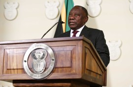 File: President Cyril Ramaphosa addresses the nation.