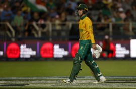 File: South Africa's Matthew Breetzke walks back to the pavilion after his dismissal during the third T20 cricket match between South Africa and India at the Wanderers Stadium in Johannesburg on December 14, 2023. 