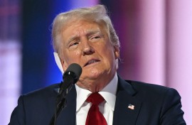 US former President and 2024 Republican presidential candidate Donald Trump speaks during the last day of the 2024 Republican National Convention. AFP/Patrick T. Fallon.jpg