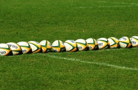 Rugby balls before training 