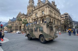 SANDF vehicle outside Parliament in Cape Town