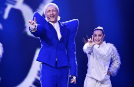 Joost Klein representing the Netherlands with the song "Europapa". Jessica Gow/TT News Agency via AFP