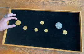 File: Seven coins dating back from the late 16th and 17th century, belonging to the Lars Emil Bruun's collection. AFP/Camille Bas-Wohlert