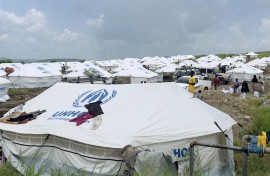 Displaced Sudanese who have returned from Ethiopia gather in a camp run by the United Nations Refugee Agency. AFP