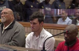 Zachariah Olivier, Rudolph De Wet and William Musoro in court. eNCA