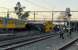 The scene of the train derailment at Dal Josafat station in Paarl. Supplied