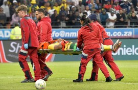 Lyle Foster collided with Red Devils goalkeeper Christoffer Mafoumbi just past the hour mark. BackpagePix/Deryck Foster