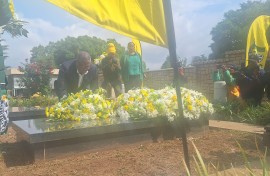 Secretary-General Fikile Mbalula laid a wreath at her gravesite.