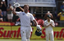 File: South African batsman AB de Villiers celebrates scoring a century. AFP/Marco Longari