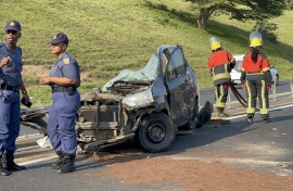 The vehicle that was involved in the accident. eNCA/Dasen Thathiah