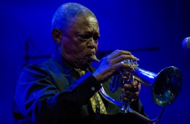 File: Trumpeter, composer and South African singer Hugh Masekela. Elena Aquila/NurPhoto via AFP