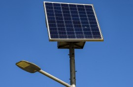 Solar panels used to power road lights. AFP/Fethi Belaid