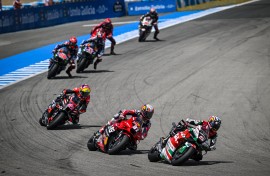 File: Bikers racing on the Circuito de Jerez-Ángel Nieto in Spain. Gigi Soldano/Studio Milagro/DPPI via AFP