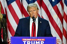 File: Former US President and Republican presidential candidate Donald Trump speaks during an election night event at the West Palm Beach Convention Center in West Palm Beach, Florida, on November 6, 2024.