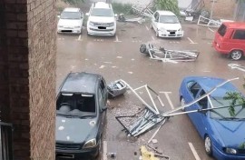 Aftermath of a possible tornado in Randfontein, West Rand