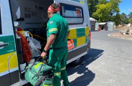 A paramedic checking his ambulance. eNCA/Kevin Brandt