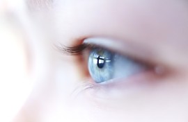 Illustration of a blue female eye.