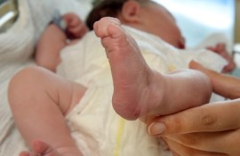 File: A newborn baby in hospital. Waltraud Grubitzsch/dpa via AFP