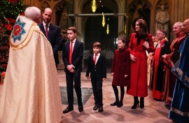 Catherine attended alongside husband Prince William and their children Prince George, Princess Charlotte and Prince Louis. AFP/Aaron Chown