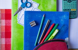 File: School supplies and stationery. Jean-Marc Barrere/Hans Lucas via AFP