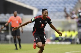 Thalente Mbatha celebrates his goal. BackpagePix/Phakamisa Lensman