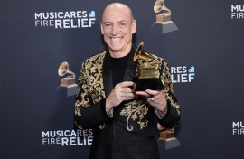 Wouter Kellerman, winner of the Best New Age, Ambient, or Chant Album for "Triveni". Randy Shropshire/Getty Images for The Recording Academy/AFP