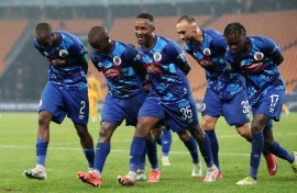 The SuperSport United team celebrates a goal. BackpagePix/Muzi Ntombela