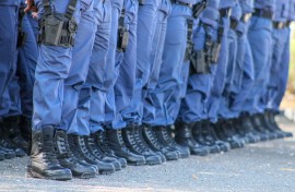 Police officers standing on parade. Twitter/@SAPoliceService