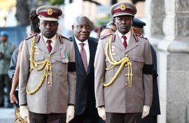 President Cyril Ramaphosa arrives at the Cape Town City Hall ahead of SONA 2025. GCIS