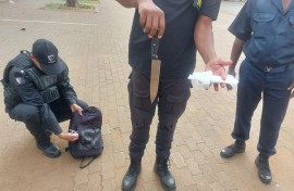 Violence in Schools | Security guards find a knife from backpack while doing a search at school in Eldorado Park