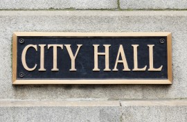 File: A City Hall municipal sign. GettyImages/nazdravie
