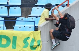 Mamelodi Sundowns fan saved Esperance Tunis fan from a fight with each other during the CAF Champions League 2024/25 match between Mamelodi Sundowns and Esperance de Tunis at Loftus Versfeld Stadium in Pretoria on the 01 April 2025 © Samuel Shivambu/BackpagePix