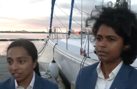  two female Indian Navy officers have embarked on an expedition to sail more than 23,400 nautical miles in just eight months/ eNCA