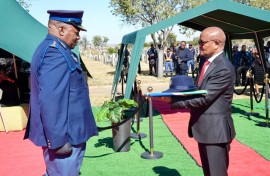 Police Minister Senzo Mchunu at the funeral of one of the constables. Twitter/@SAPoliceService