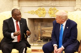 US President Donald Trump ambushed visiting South African President Cyril Ramaphosa