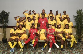 Banyana Banyana squad posing for a picture in Montego Bay 