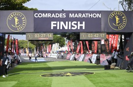 The finish line of the 2025 Comrades Marathon. Darren Stewart/Gallo Images