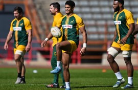 Sacha Feinberg-Mngomezulu during a Springboks training session. BackpagePix/Alche Greeff