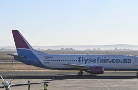 File: A FlySafair plane on a runway. Gallo Images/Volksblad/ Mlungisi Louw