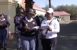 March and March leader speaking to SAPS