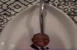 The urinal with President Cyril Ramaphosa's face.