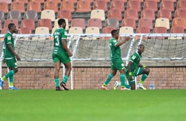 Thabang Monare celebrates his goal. BackpagePix/Alche Greeff