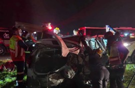 EMS workers at the scene of the accident. Supplied