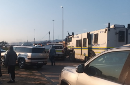 Police on the scene of the shooting at Macassar taxi rank.