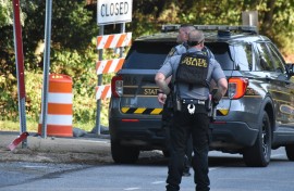 Pennsylvania State Police and Federal Law Enforcement officers. Kyle Mazza/NurPhoto via AFP