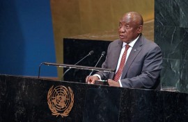 President Cyril Ramaphosa speaks during a United Nations Summit. AFP/Ludovic Marin