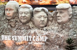 A parody Mount Rushmore sculpture at a shopping mall in Bangkok. AFP/Chanakarn Laosarakham